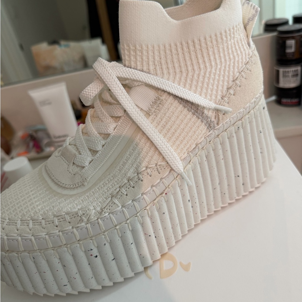 Chloe
Nama Platform Speckled Mix Leather Sneakers